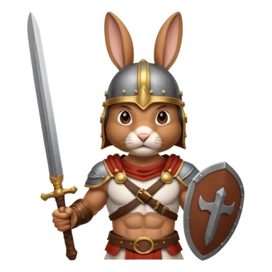 a rabbit Roman Gladiator, half upper  sticker