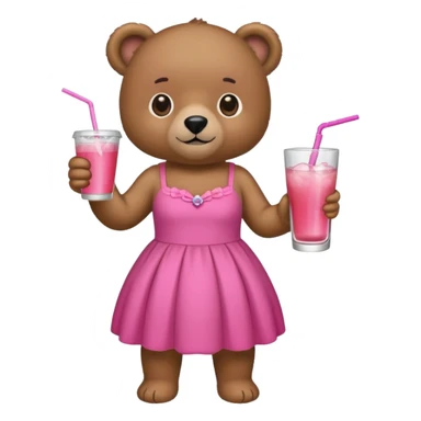 A bear with pink dress and Drink  sticker