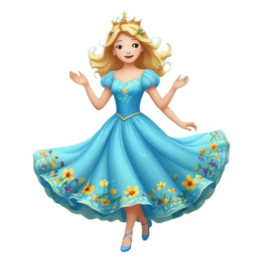 Mi princesa bailando vale entre las praderas más allá avanzando están las mariposas y el colibrí Más allá donde Cantan y danzan las mariposas y los colibrís resuenan los cantos del cielo (emmi), sticker