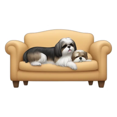 Shih tzu dog and human woman sleeping on couch sticker