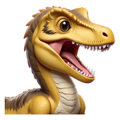 Cinematic Cute Yawning jurassic park Velociraptor Portrait Emoji, Head tilted slightly with a dramatic, wide-open yawn, showcasing a lean, powerful body with a relaxed snout and sleepy, half-closed eyes that hint at both ferocity and fatigue, Simplified yet irresistibly cute features, highly detailed, glowing with a soft, cozy prehistoric glow, high shine, relaxed yet expressive, stylized with a hint of whimsical ancient ease, soft glowing outline, capturing the essence of a drowsy yet endearing jurassic park Velociraptor that appears ready to stretch and yawn its way out of the screen! sticker
