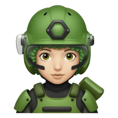 green curly haired painitball player with bi  sticker