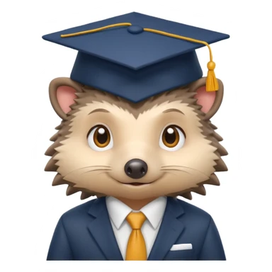 A hedgehog student dressed in a suit and wearing a square academic cap. sticker