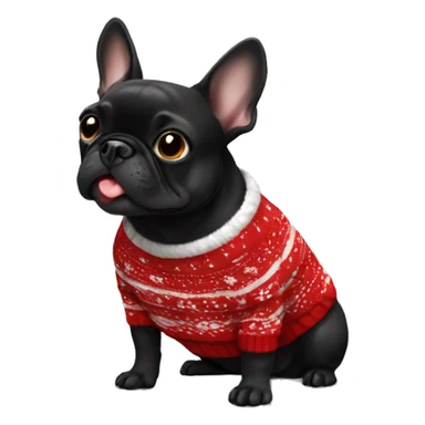 Black Frenchie in a Christmas sweater  sticker
