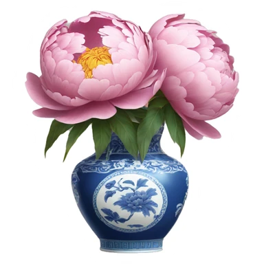 Peony in chinoiserie vase sticker