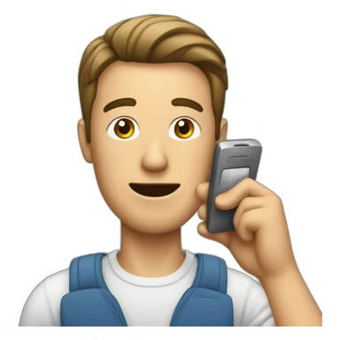 A man talks into a mobile phone sticker