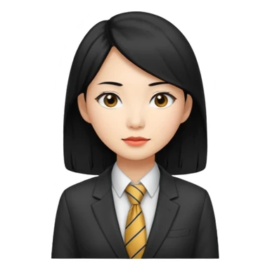 long black haired asian woman with tie and blazer sticker
