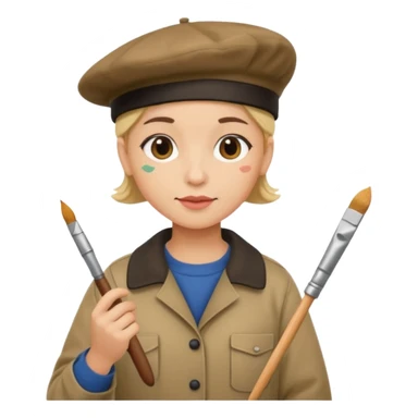 artist with beret and painter sticker