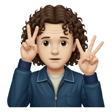 Eddie the freak from stranger things with his iconic hand sign like this 🤟 behind his head sticker