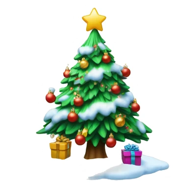 Christmas tree with snow and presents  sticker