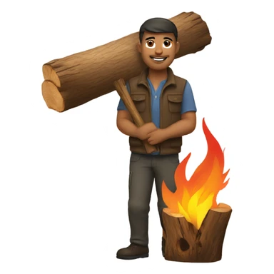 Man with fire wood sticker