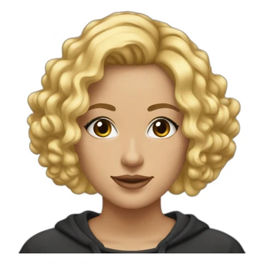 it-woman-blonde-bob-haircut-lite-curly-no-glasses-black-outfit-hoodies-for-women sticker