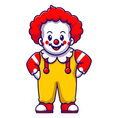 McDonald's clown with bright red curly hair and yellow T-shirt with red and white striped sleeves sticker