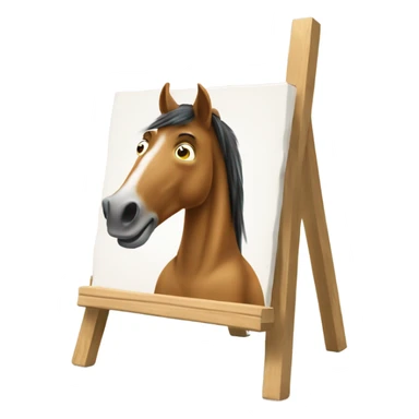 horse painting a picture with a paintbrush and easel sticker