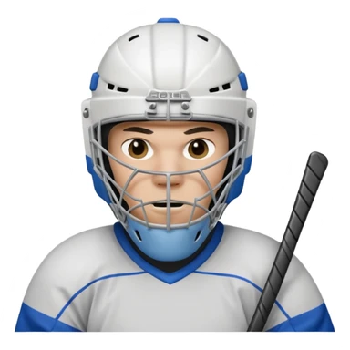 ice hockey goalie portrait, head and shoulders only, wearing goalie mask and helmet, padded jersey collar, holding goalie stick, focused intense expression, 3D cartoon style, mobile game icon style, clean background, no text, no watermark

 sticker