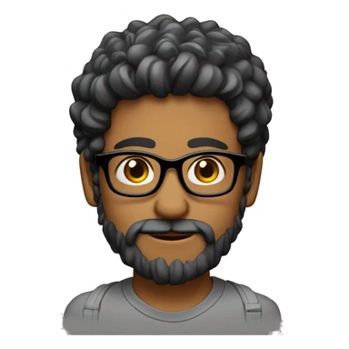 Chico joven con muy poca barba casaño con pelo rizado corto y lentes sticker