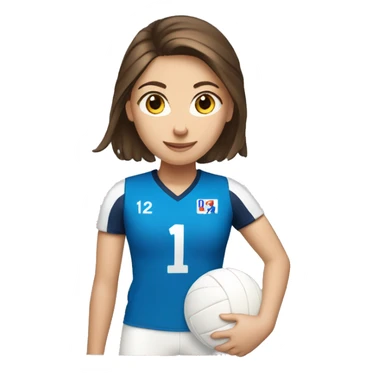 Girl playing volleyball with number 14 Brown hair white skin and blue eyes  sticker
