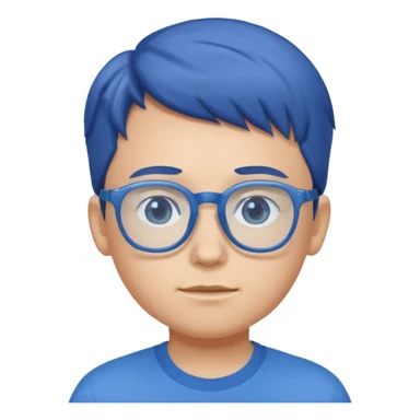 child with blue shirt blue glasses sticker