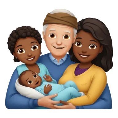 Old white man younger black women and baby sticker