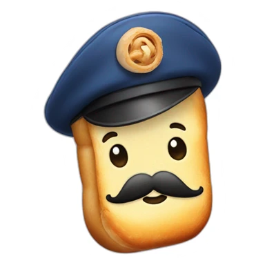 A baguette with a French beret and a mustache sticker