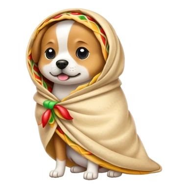 Dog wearing a burrito costume sticker