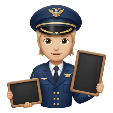 Slack-style emoji of a pilot wearing a navy captain hat holding a board with WIP on it sticker