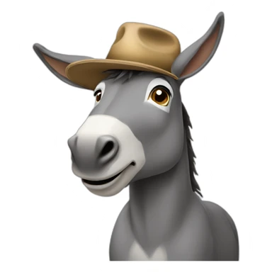 Donkey with a hat sticker