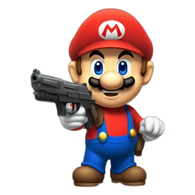 A super Mario with a gun sticker