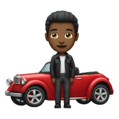 hombre negro con un carro rojo sticker