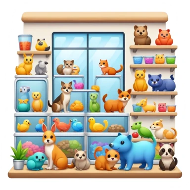 pet shop store with animals sticker