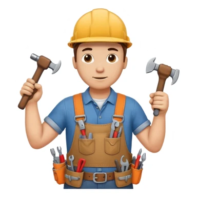 a handyman holding a wrench in this right hand and a hammer in his left hand sticker