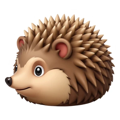 curled up hedgehog without face or limbs, apple emoji style, brown and beige colors sticker