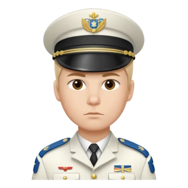 a serious realistic Finnish soldier in a white military uniform sticker