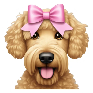 Blonde golden doodle with pink bows in her hair sticker
