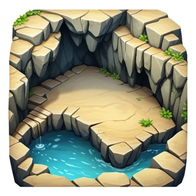 generate realistic detailed cave patform 2d top view sticker