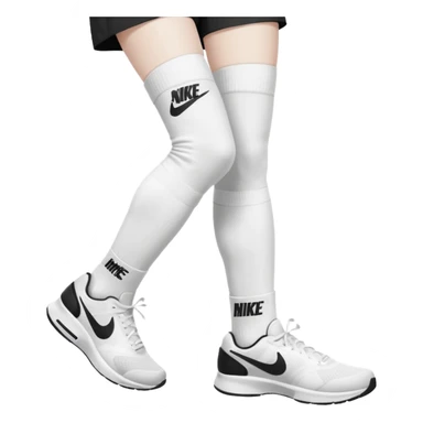 all-white, with black nike logo socks sticker