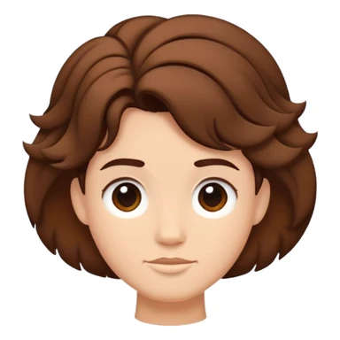 flat emoji-style digital illustration of a short, rounded, voluminous hairstyle with upward flicks at the sides, inspired by Disney's Hercules, rich brown, black outline, no texture, white background sticker