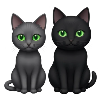 Black cat with green eyes sitting next to a grey cat with green eyes sticker