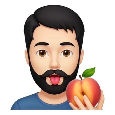 Black hair Man red beard licking peach sticker