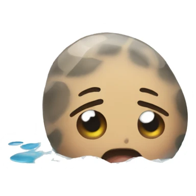 pebbles with a face falling into the water sticker