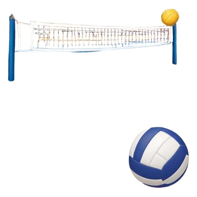 A close-up of a volleyball on the court, with the net in focus and the court markings visible. The background shows the stands filled with spectators, creating an energetic atmosphere of a volleyball match, with attention to detail on the equipment and the surrounding environment. sticker