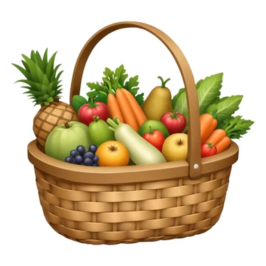 wicker basket with groceries, no pattern on the bag sticker
