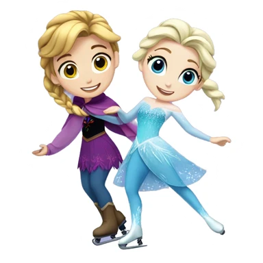Elsa and Anna ice skating sticker