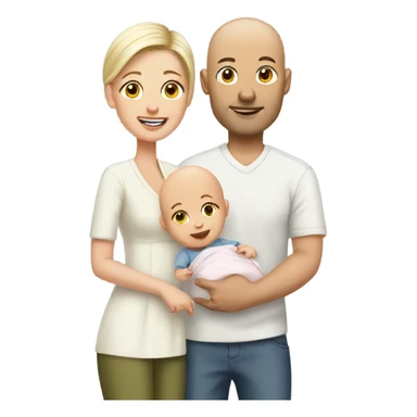 Bald Husband and wife with baby sticker