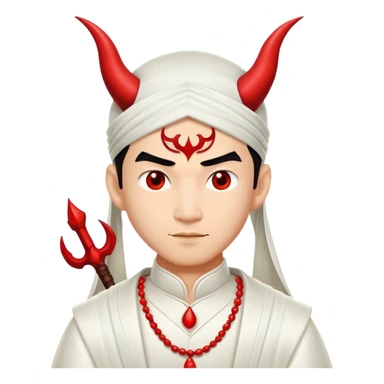 an asian devil male bride with the wedding dress sticker