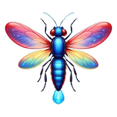 glitter red and blue firefly sticker
