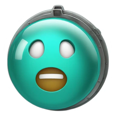 ball that looks like a turquoise blue porthole with a face and that makes hello sticker