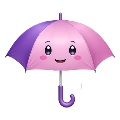 Cute Kawaii Umbrella, small and cute, soft pastel pink and purple, tiny rain droplets smiling down, a chubby round handle, big sparkling eyes full of joy! sticker