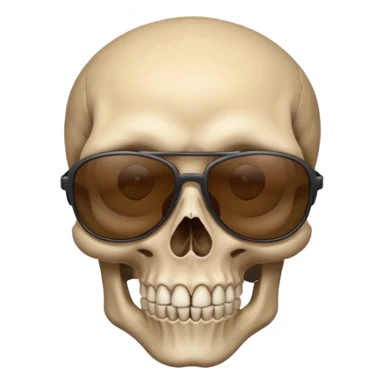 Make a skull face with sunglasses down a bit so you can see his eyes and his left eye brow up a bit make it look like an emoji cartoony sticker