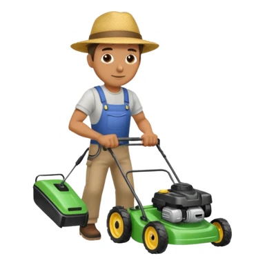 man mowing lawn sticker